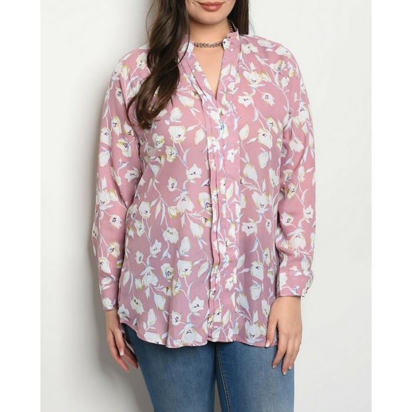 Mauve Ivory Plus Size Top {Available} - Picture 2 of 3